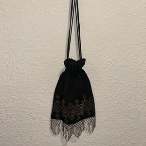 20s Flapper Bead Purse Drawstring Handbag Vintage